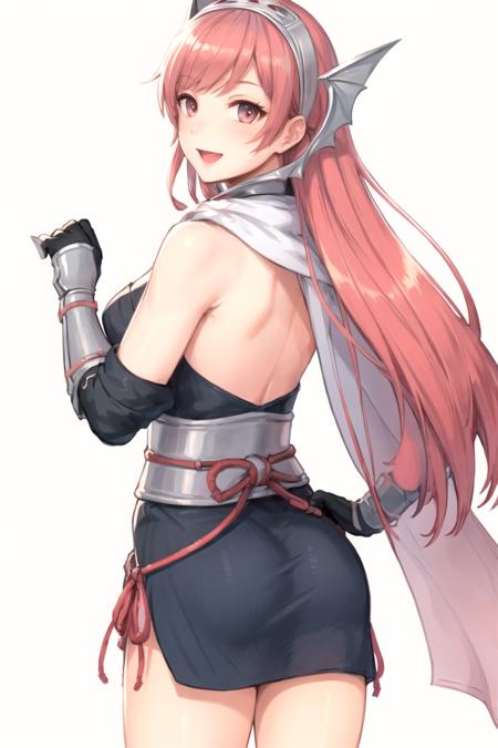 01298-3740206269-masterpiece, ultra high quality cg, best quality, cherche_ninja, looking at viewer, smile, open mouth, simple background, lookin.png